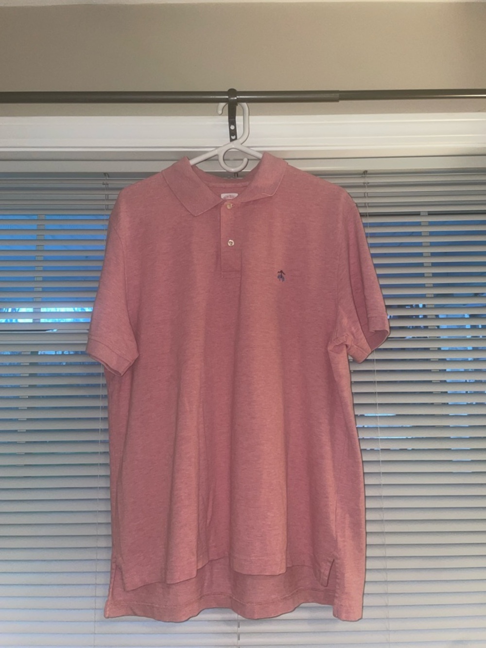 Brooks brothers polo t-shirt Men's Heather Pink short sleeve button up Size L